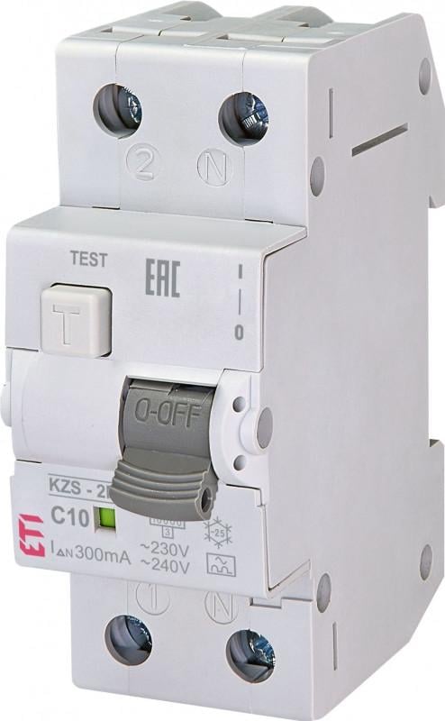 Дифференциальный выключатель ETI KZS-2M 1P+N 10А 300мА 10кА тип C (2173422)