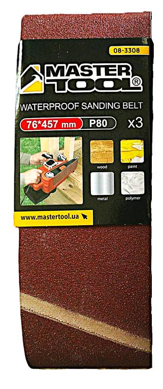 Стрічка шліфувальна MasterTool зерно 80 3 шт. 76х457 мм (08-3308)