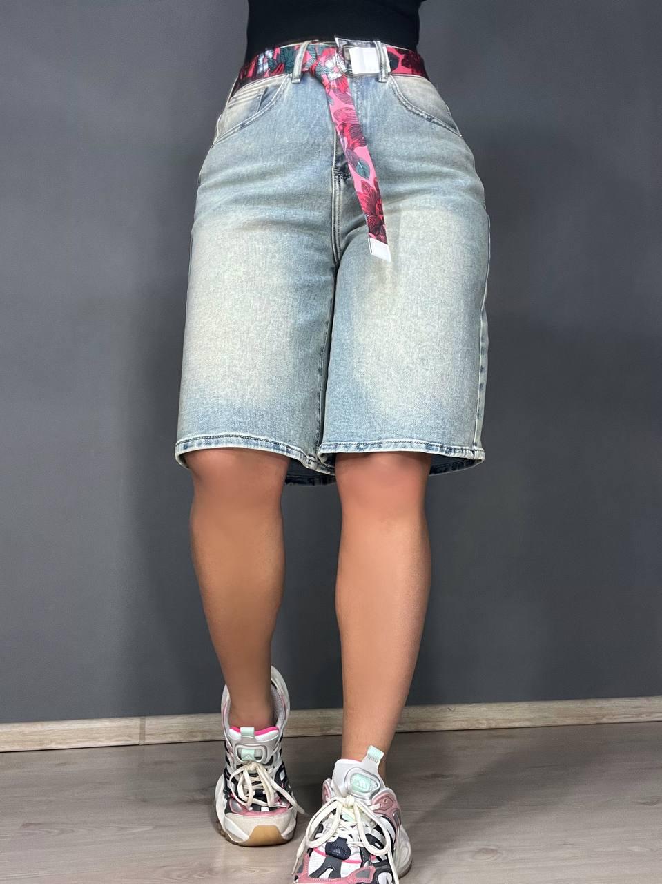 Шорты женские джинсовые Liana 4-012 бермуды средняя длина с ремнем р. 29 Голубой (4026) - фото 8 Шорты женские джинсовые Liana 4-012 бермуды средняя длина с ремнем р. 29 Голубой (4026) - фото 8