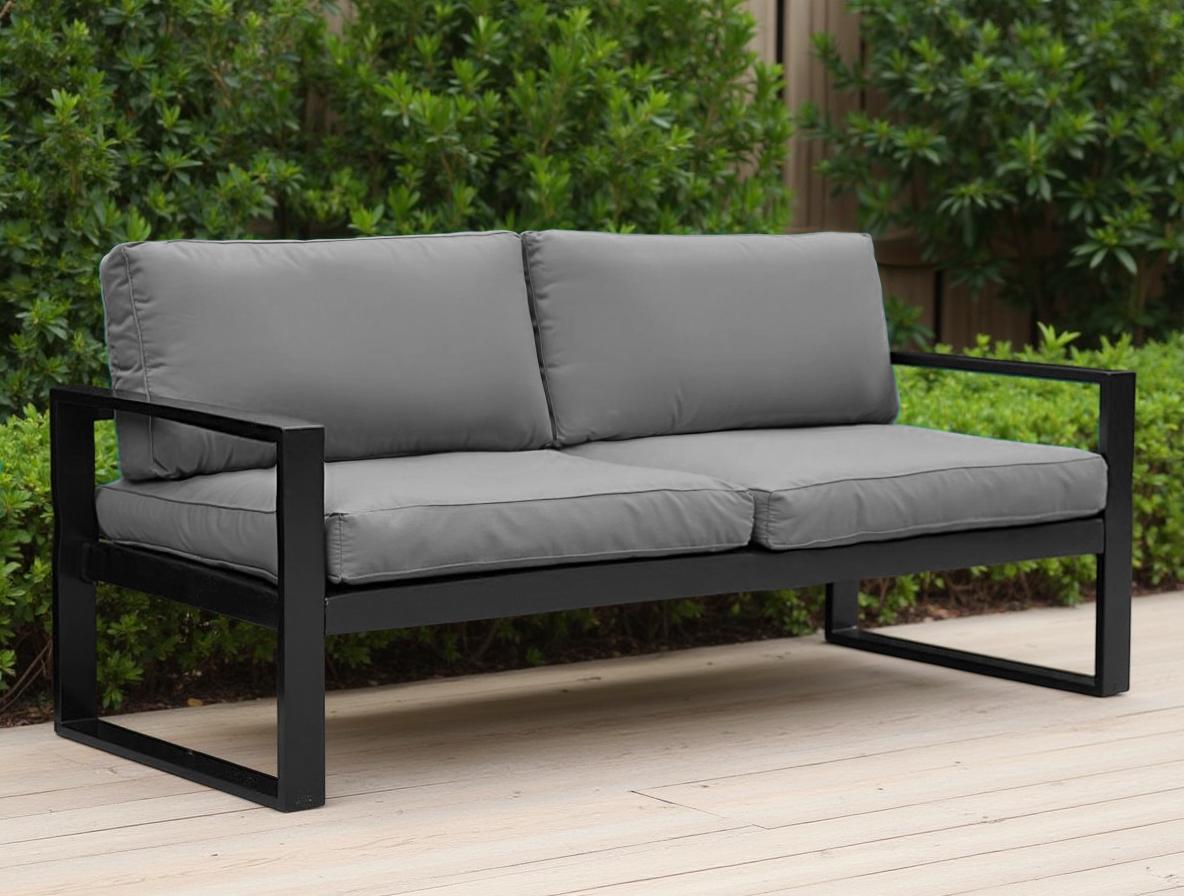 Диван металлический Tobi Sho Лофт Стейт DV1 с подлокотниками и мягкими подушками 750х1300х700 мм рогожка 34/Светло-серый