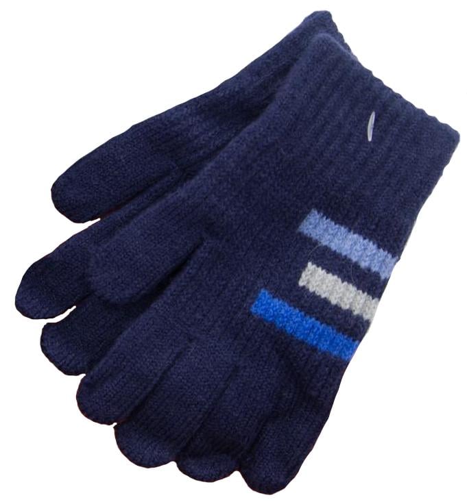 Перчатки для мальчиков 3-5 лет с цветными полосками 22-7-40 Синий (DR009884)
