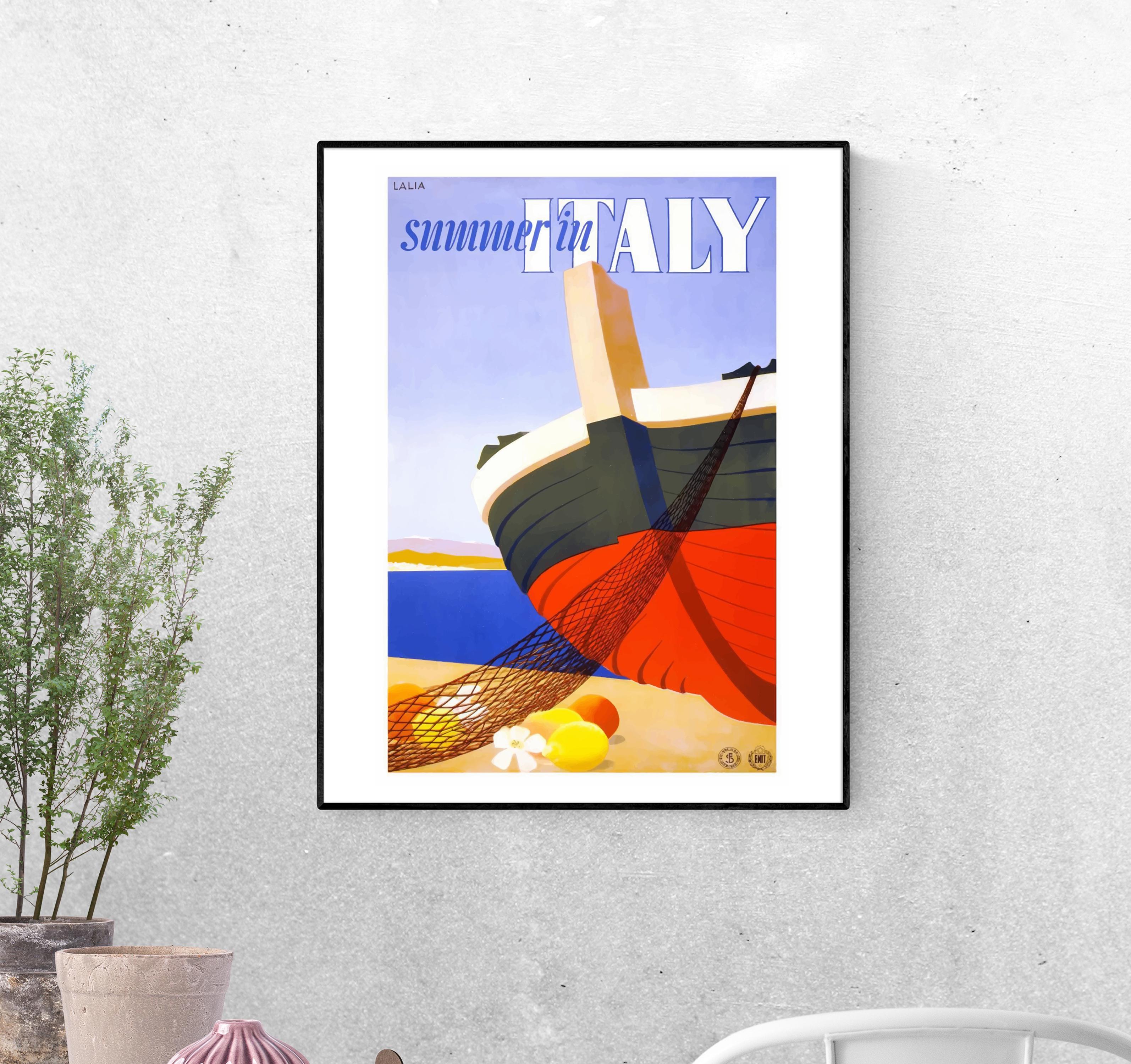 Тревел-постер Италия. Лодка на берегу формат А-5