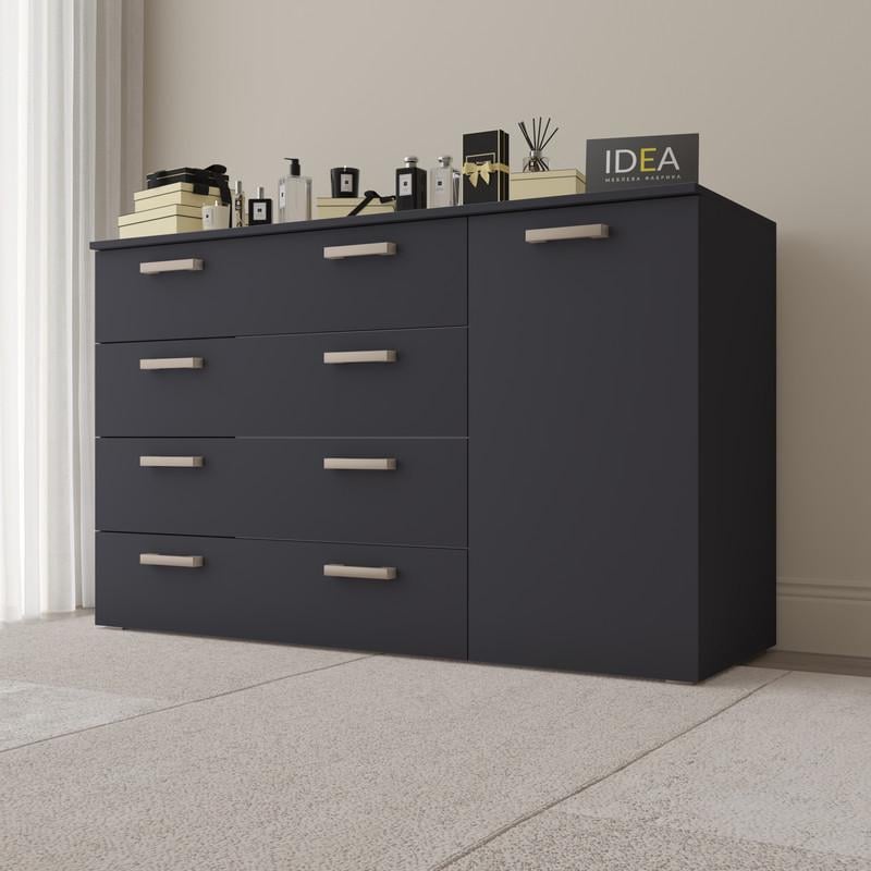 Комод Idea ТКБ-365.8 на 4 шухляди з дверима Антрацит (26718355) - фото 1