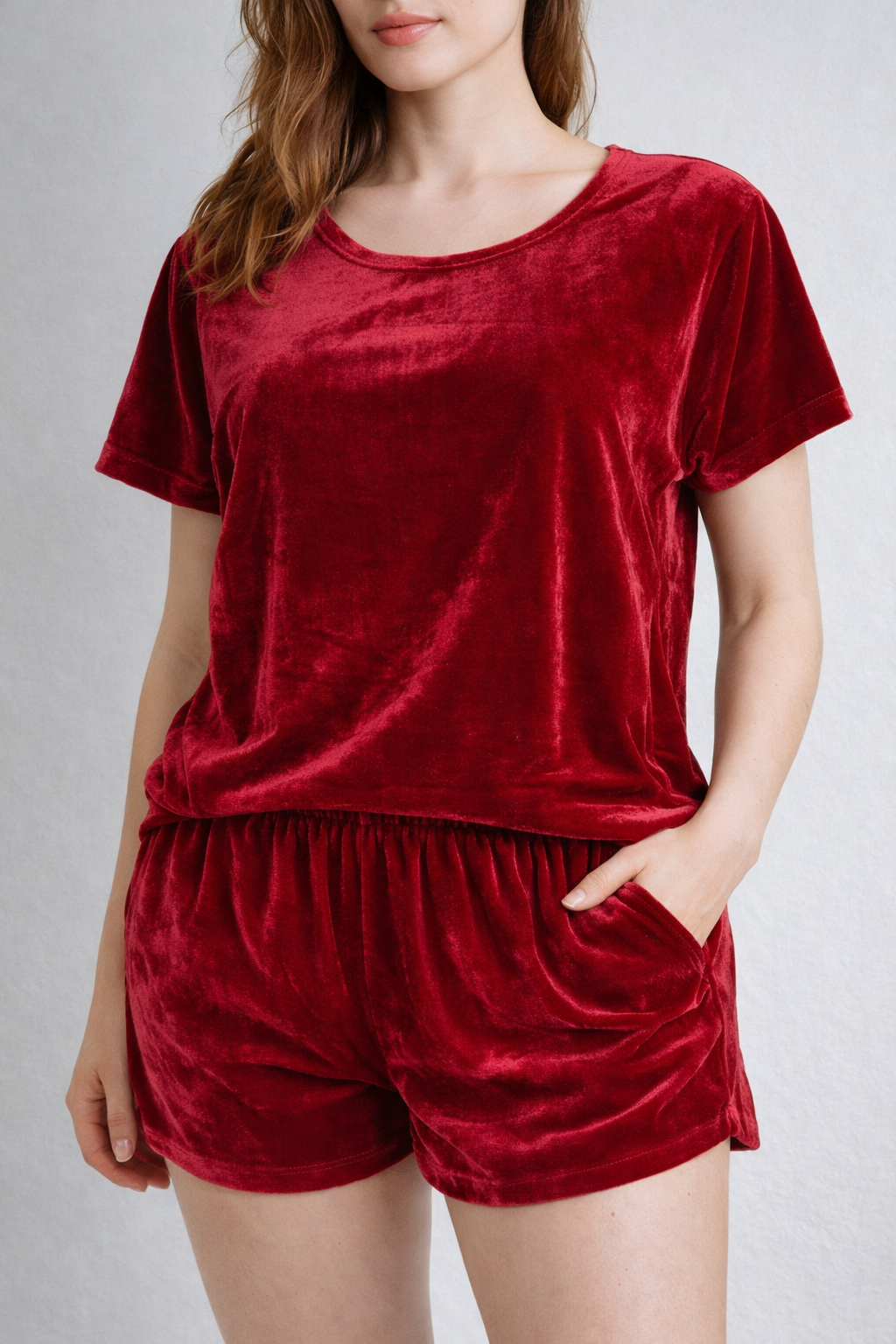 Пижама женская Saimeiqi велюровая XL Бордовый (8034)