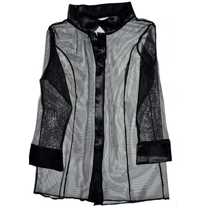 Халат-сорочка жіночий XS/S/M Чорний/Прозорий (K000689)