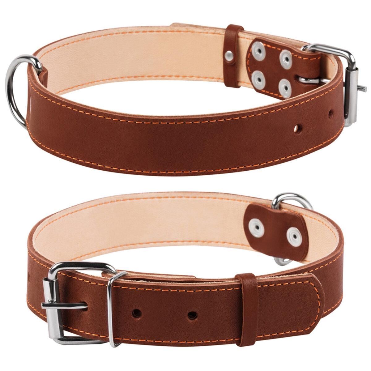 Ошейник CoLLaR двойной ширина 35 мм Д 48-63 см Коричневый