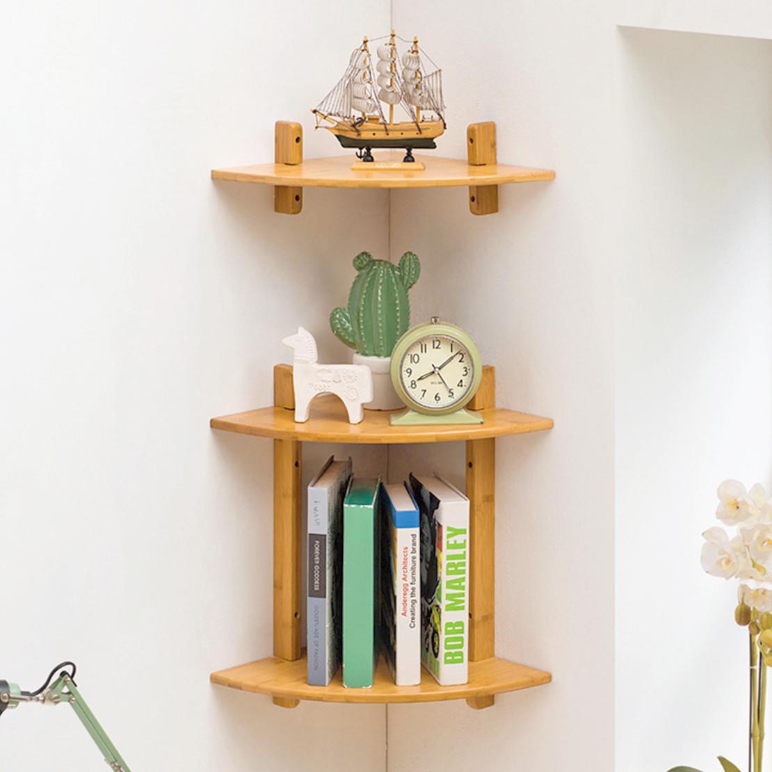 Полка настенная угловая из дерева Макорис 3 Ваниль (УНП-301302)