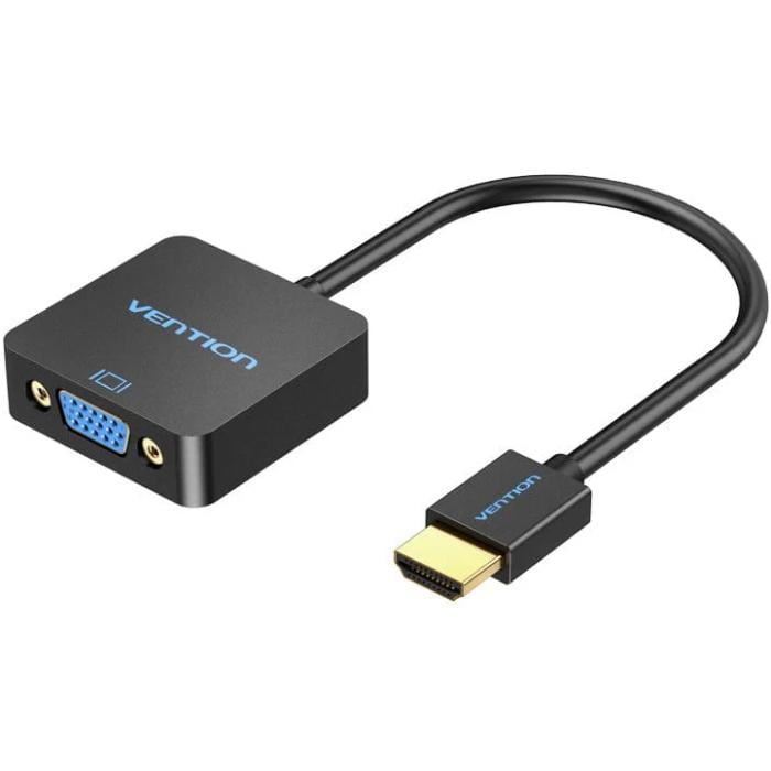 Переходник Vention HDMI VGA F 1080P 60Hz 3,5 мм Audio Micro USB Powered 15 см Black (ACRBB)