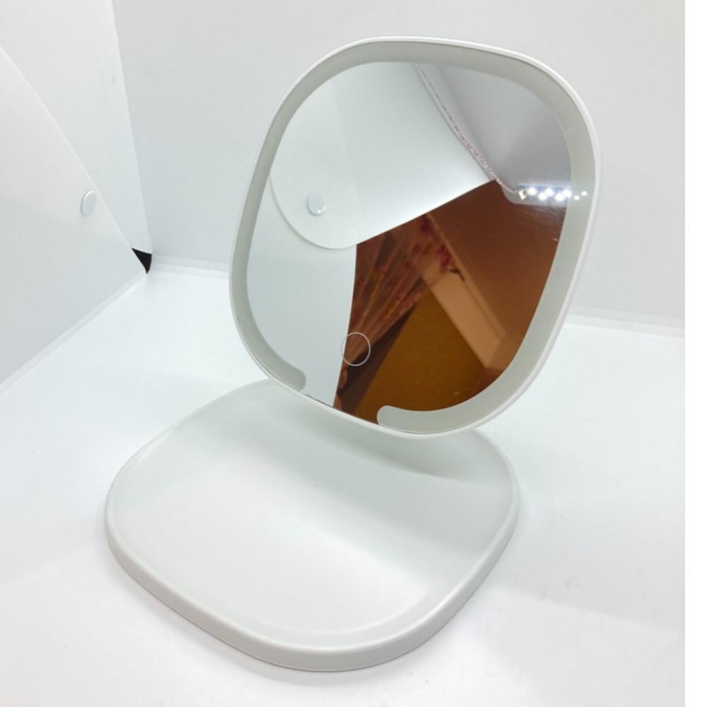 Зеркало с LED подсветкой для макияжа овальное складное Белый