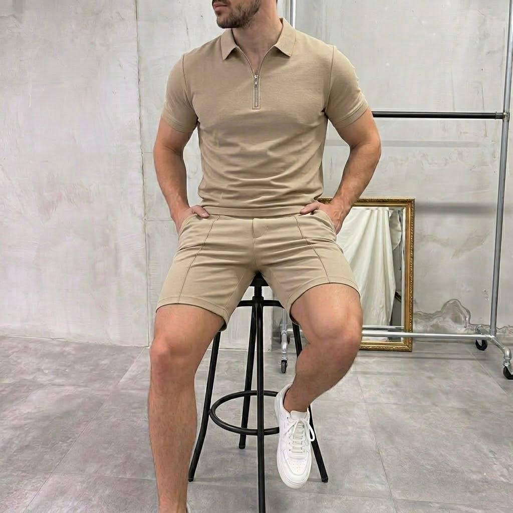Костюм мужской летний Okland трикотажный XXL Бежевый (A0172/2/5)