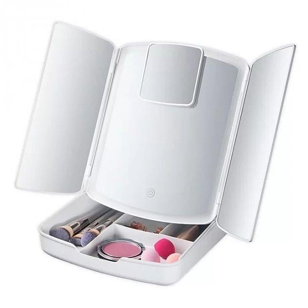 Косметическое зеркало трехстороннее Fold Beauty с LED-подсветкой White (8dd8c91a)