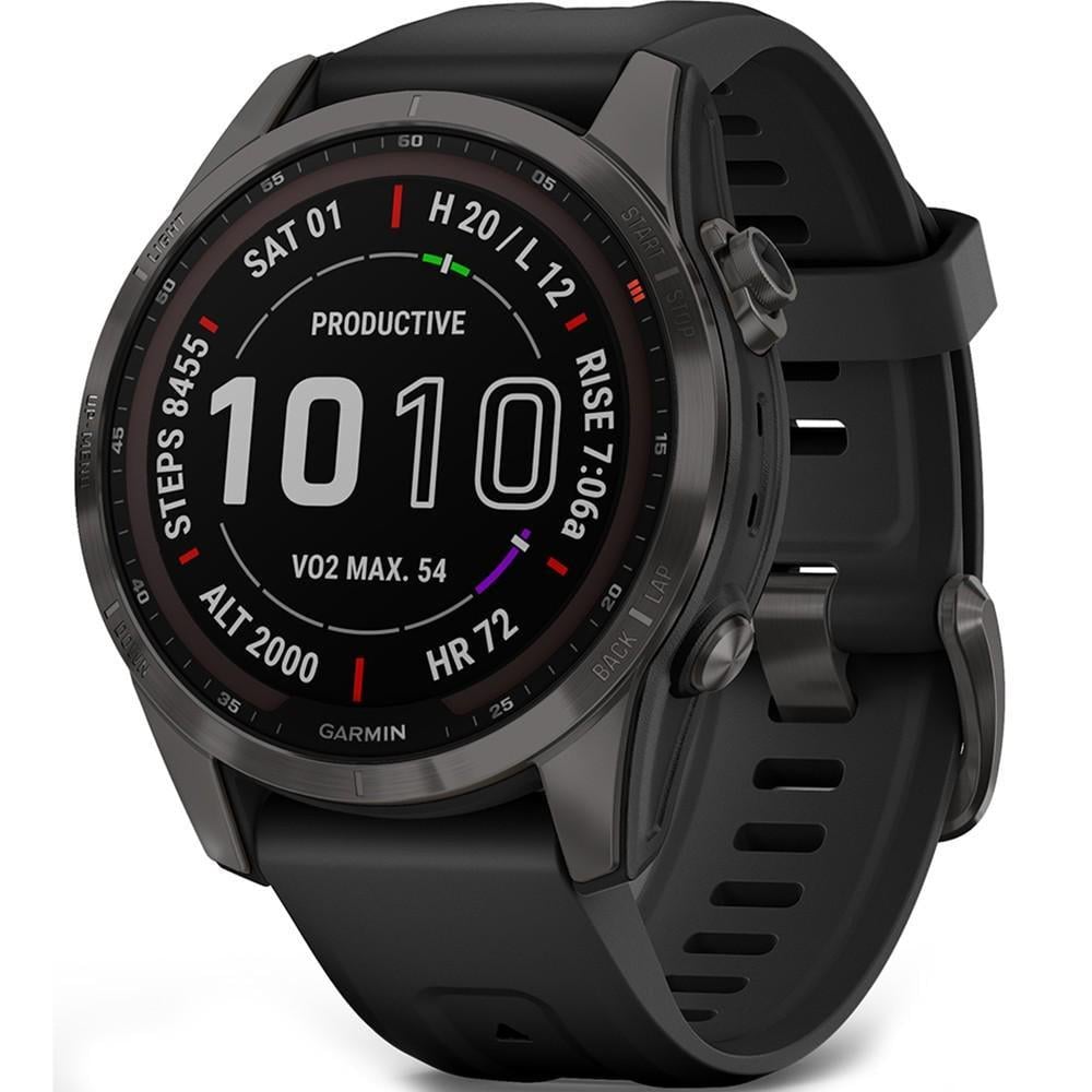 Смарт-часы Garmin fenix 7S Sapphire Solar Carbon Gray DLC with Black (010-02539-25)