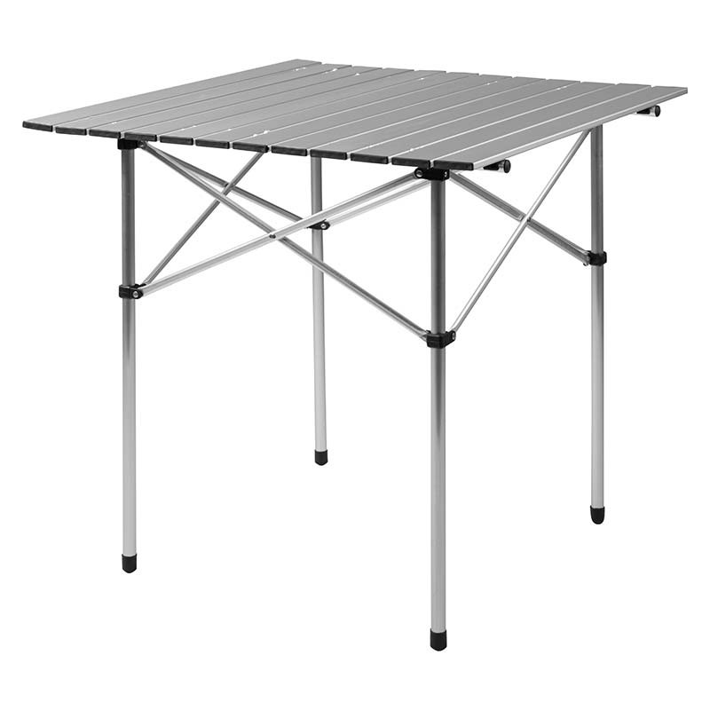 Стол туристический складной из алюминия 70х70х70 см. Серебристый (НХ-8093WS)