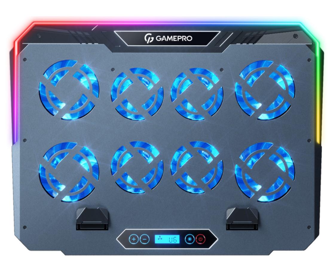 Подставка для ноутбука охлаждающая до 17,3" GamePro GPCP-1040 RGB 2xUSB 8xfans