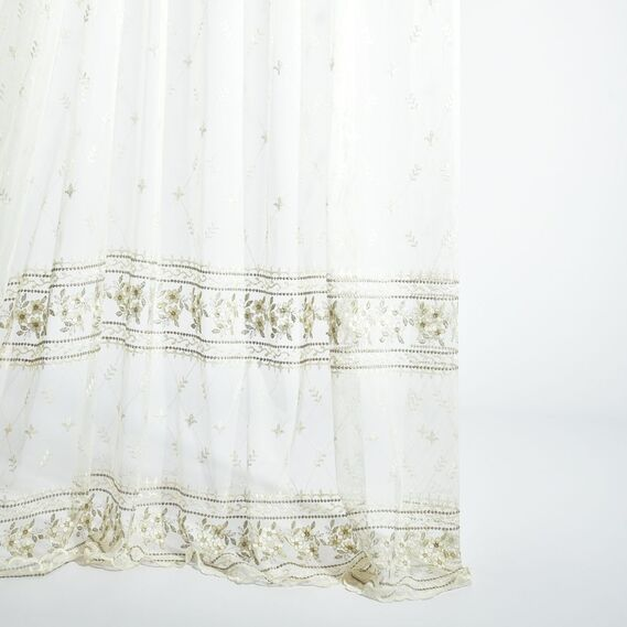 Тюль фатин IDEIA Марсель V-1 визон 2,95 м c вышивкой Золотой (2200004242750)