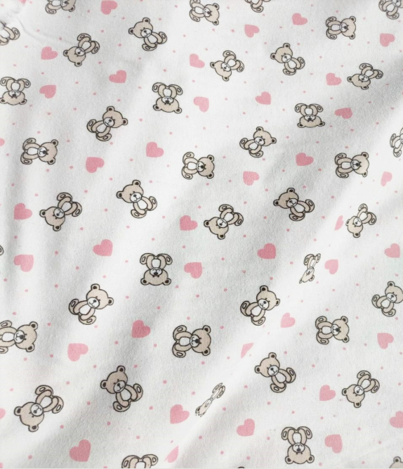 Пеленка фланелевая Мишка с сердечками #45 байка 110x90 см Розовый (373-19311)