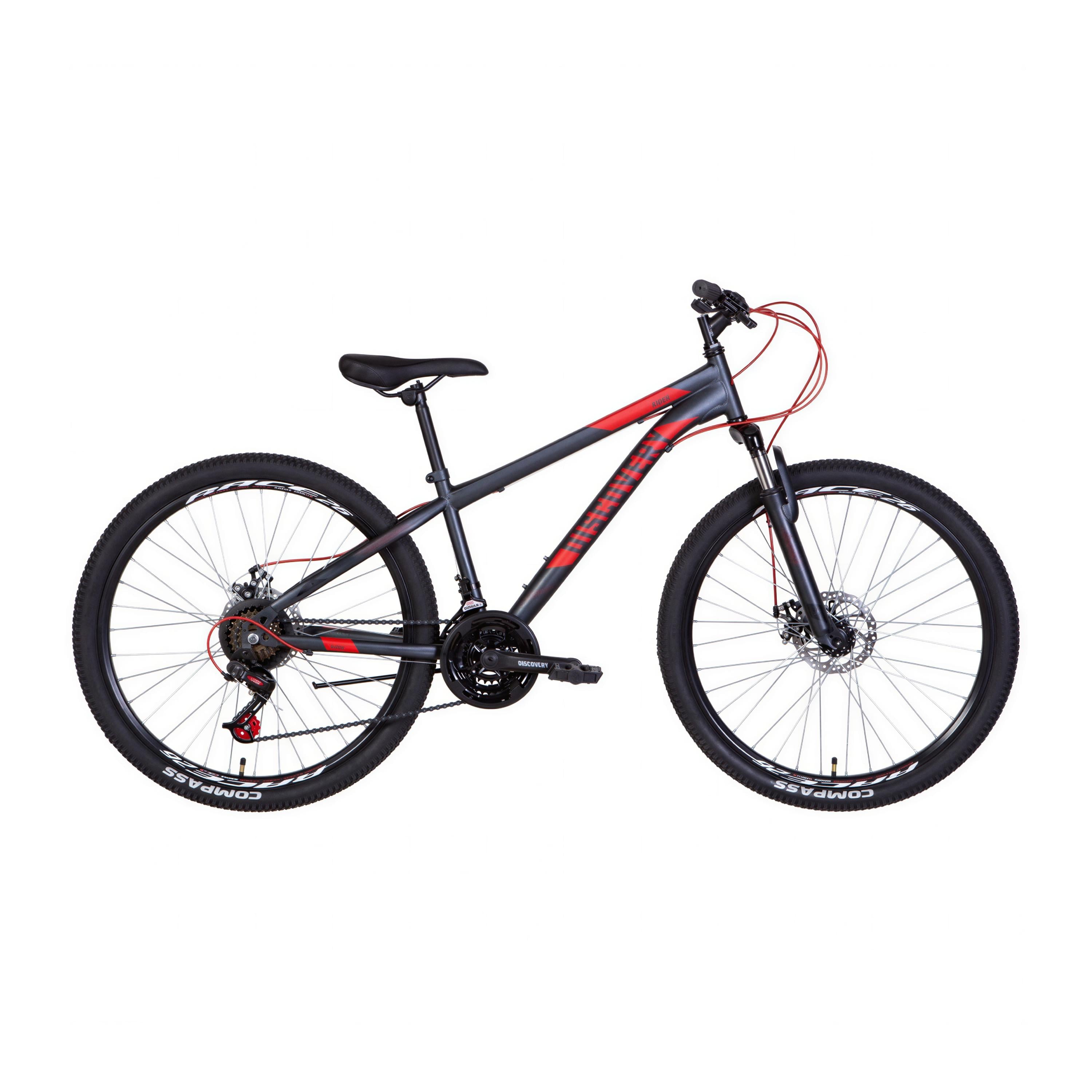 Велосипед горный 26" Discovery Rider AM DD рама 16" на рост 150-165 см Темно-серебристый с красным (OPS-DIS-26-529)