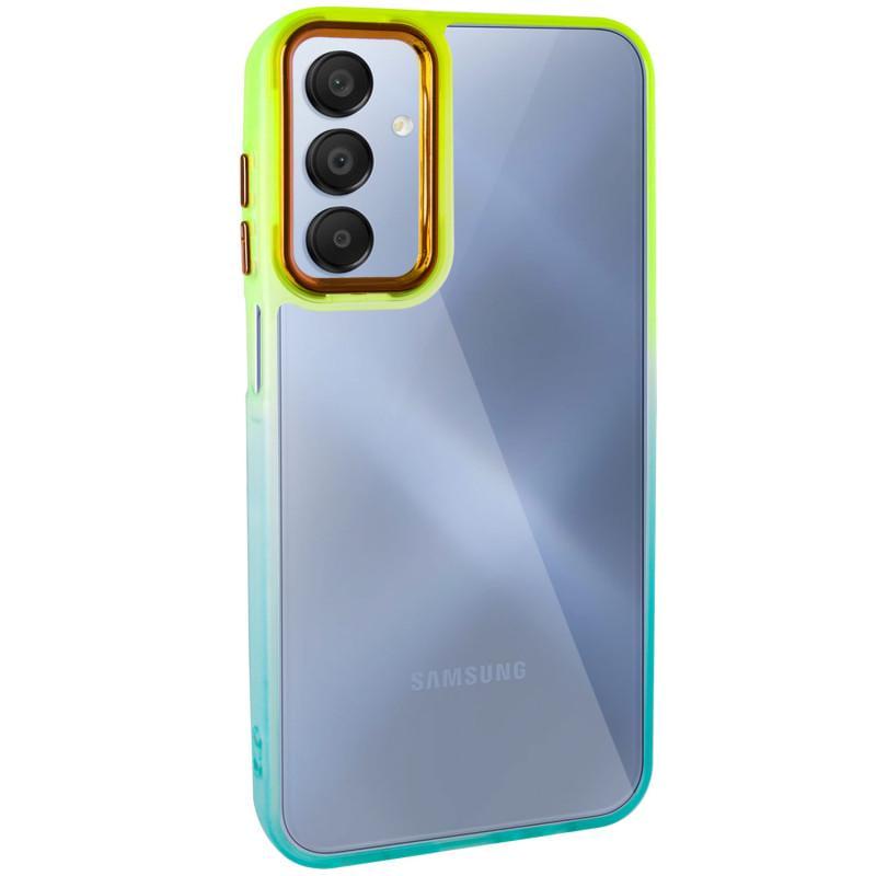 Противоударный Чехол TPU+PC Fresh sip series для Samsung Galaxy A15 4G/5G / M15 5G Бирюзовый/Лимонный