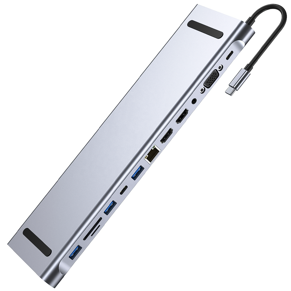 Хаб/подставка многопортовая для ноутбука Addap 12в1 USB Type-C MH-16 HDMI/USB A/PD/USB C/SD/RJ45/VGA 35 мм