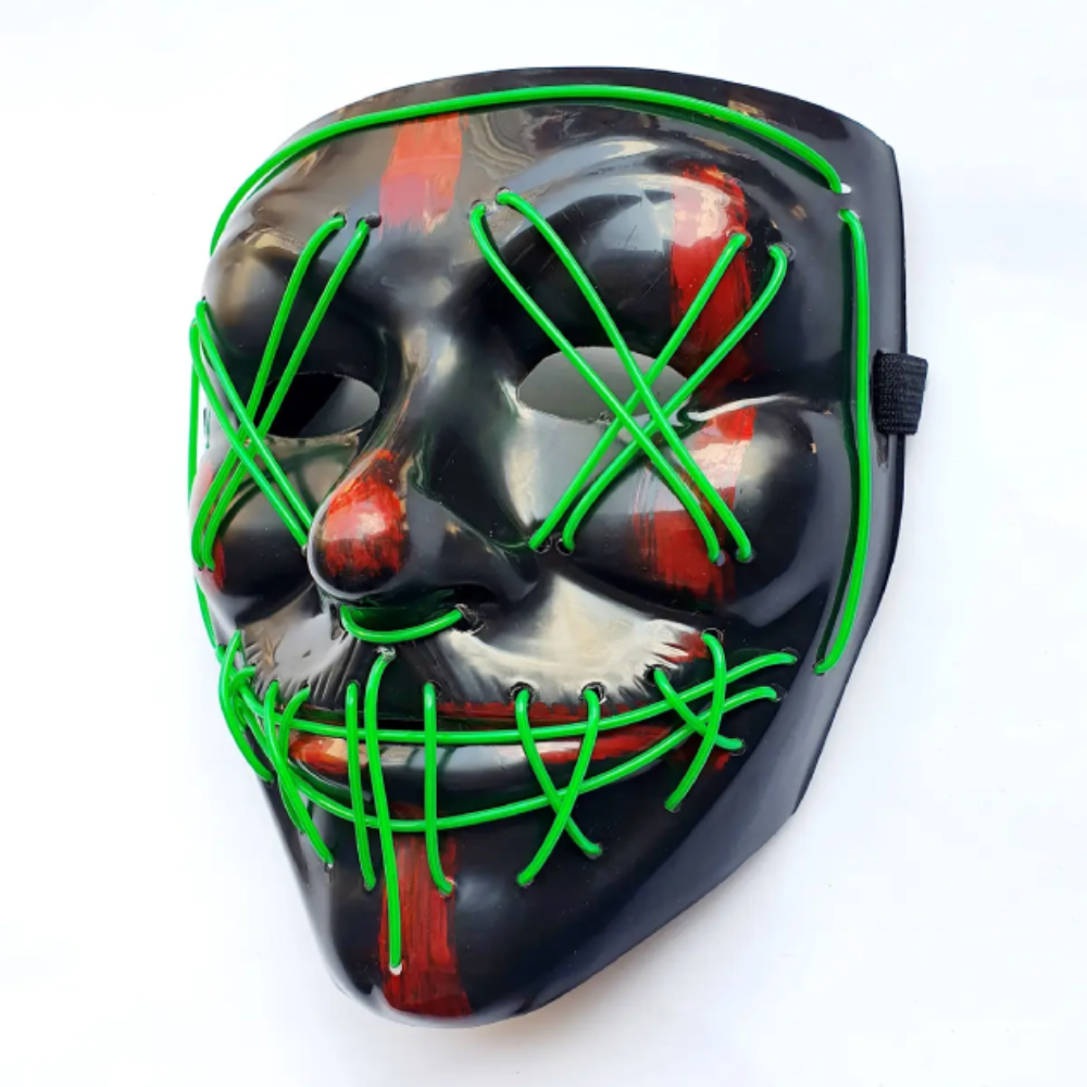 Маска неоновая Судная ночь для Хэллоуина 3 режима Зеленый (NG1040) - фото 6 Маска неоновая Судная ночь для Хэллоуина 3 режима Зеленый (NG1040) - фото 6