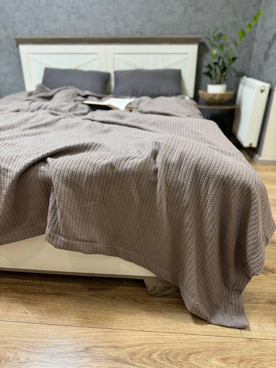 Плед-покрывало Косичка хлопковый полуторный 160х230 см Коричневый (15265813) - фото 5 Плед-покрывало Косичка хлопковый полуторный 160х230 см Коричневый (15265813) - фото 5