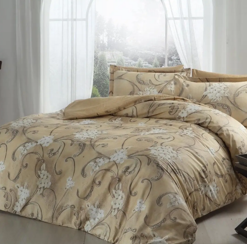 Постельное белье TАС Senja beg Сатин Делюкс Евро Бежевый