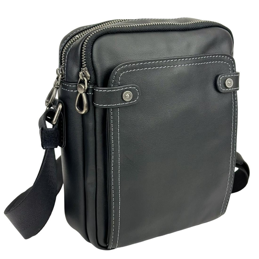 Мужская сумка кожаная Tiding Bag 8911A на 2 отдела Черный (2656558770)