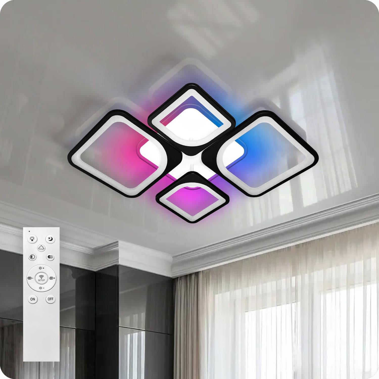 Люстра светодиодная 517 Light 3color с пультом 120 Вт Черный (01673) Люстра светодиодная 517 Light 3color с пультом 120 Вт Черный (01673)