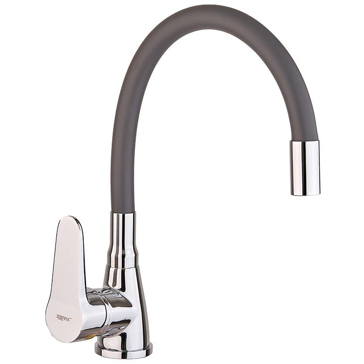 Смеситель для кухни Zerix SOP7 146 ZX4652 с гибким изливом Серый (125445)