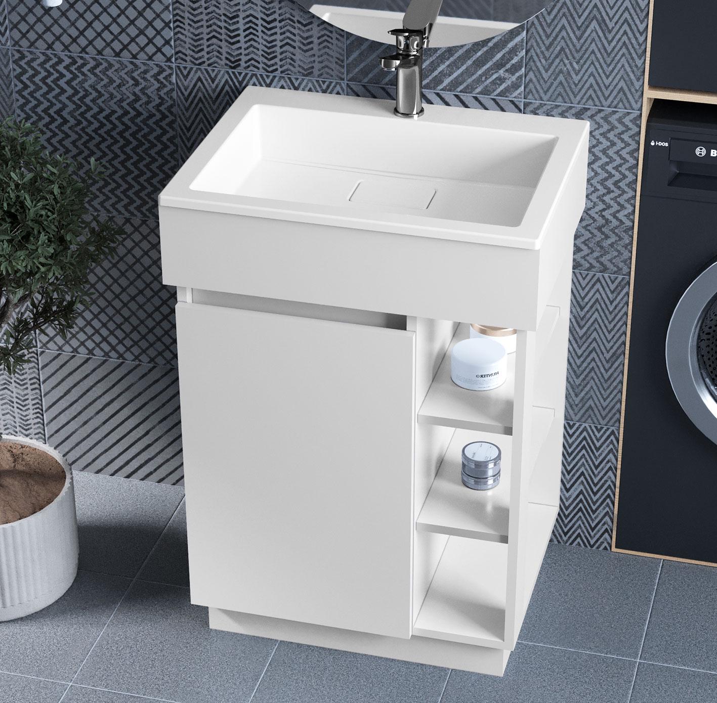 Тумба лакированная Luxor Idea 50 с умывальником Imperio Low 50 (39328)