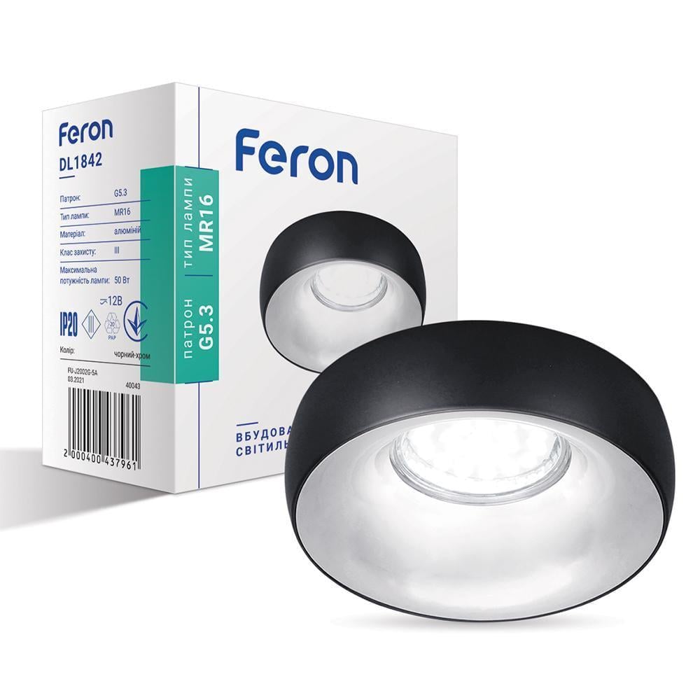 Светильник встроенный Feron DL1842 под цоколь GU5.3 Черный хром (15175)