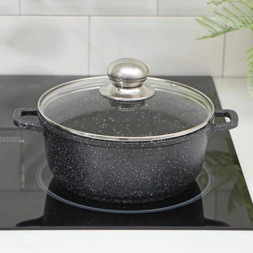 Кастрюля Styleberg ST-3024 26 см 5,8 л гранитное антипригарное покрытие/литой алюминий стеклянная крышка индукционное дно (ML-05262) - фото 3