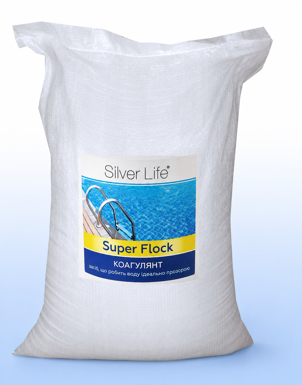Коагулянт для прозрачной воды в бассейне Silver Life Super Flock мешок 25 кг