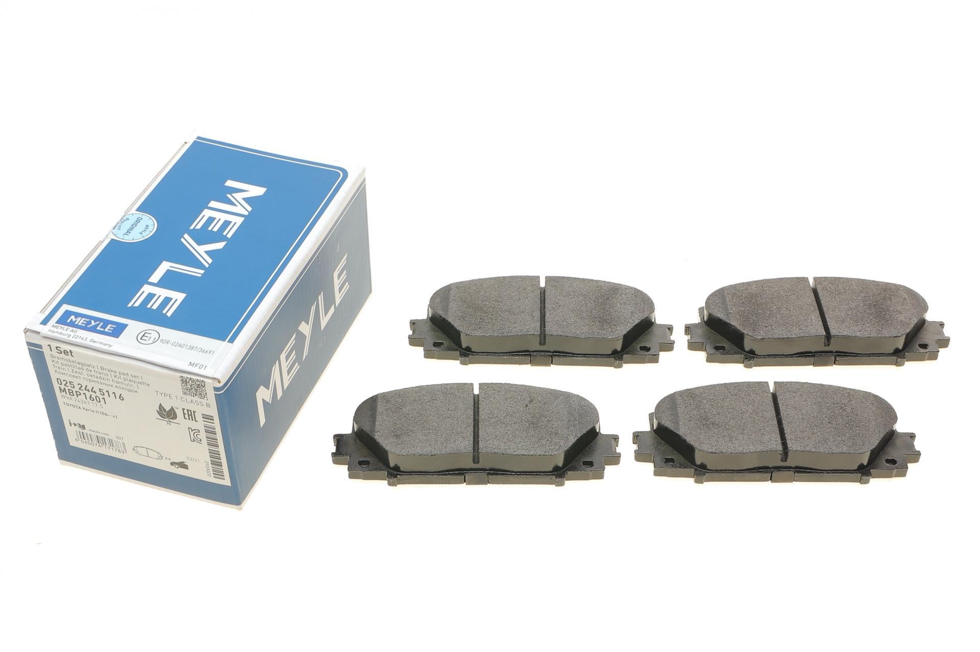 Колодки тормозные передние Meyle 025 244 5116 Toyota Prius 08-/Corolla 12-/Lexus CT 10- Akebono