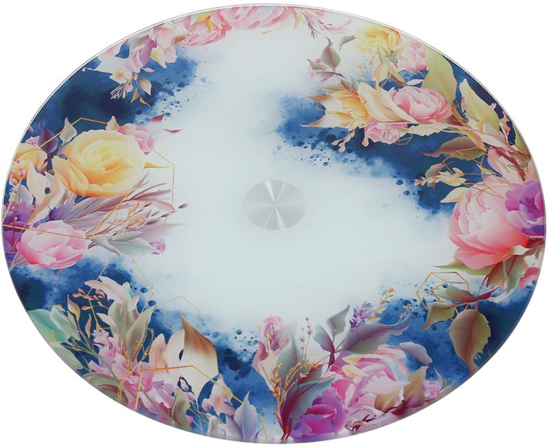 Блюдо сервировочное Liadane Вечерние Розы вращающееся Ø 32 см стеклянное (BD-594-244)