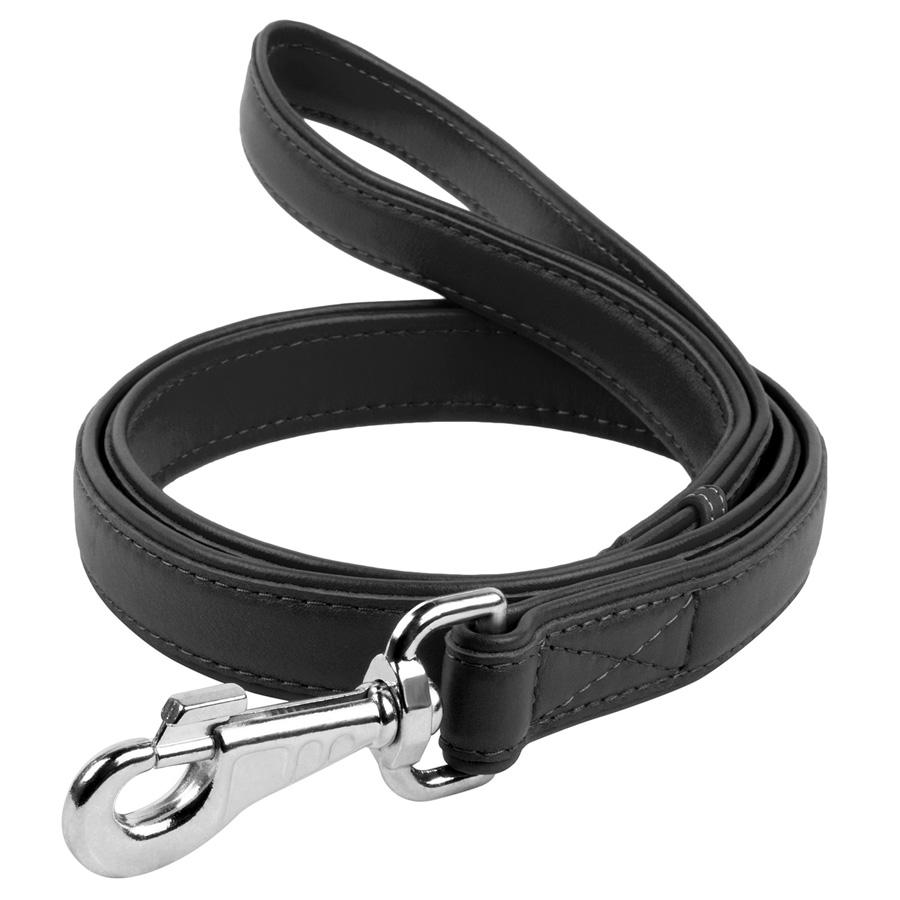 Поводок для собак кожаный Waudog Glamour 25 мм Д 122 см Black (33761)