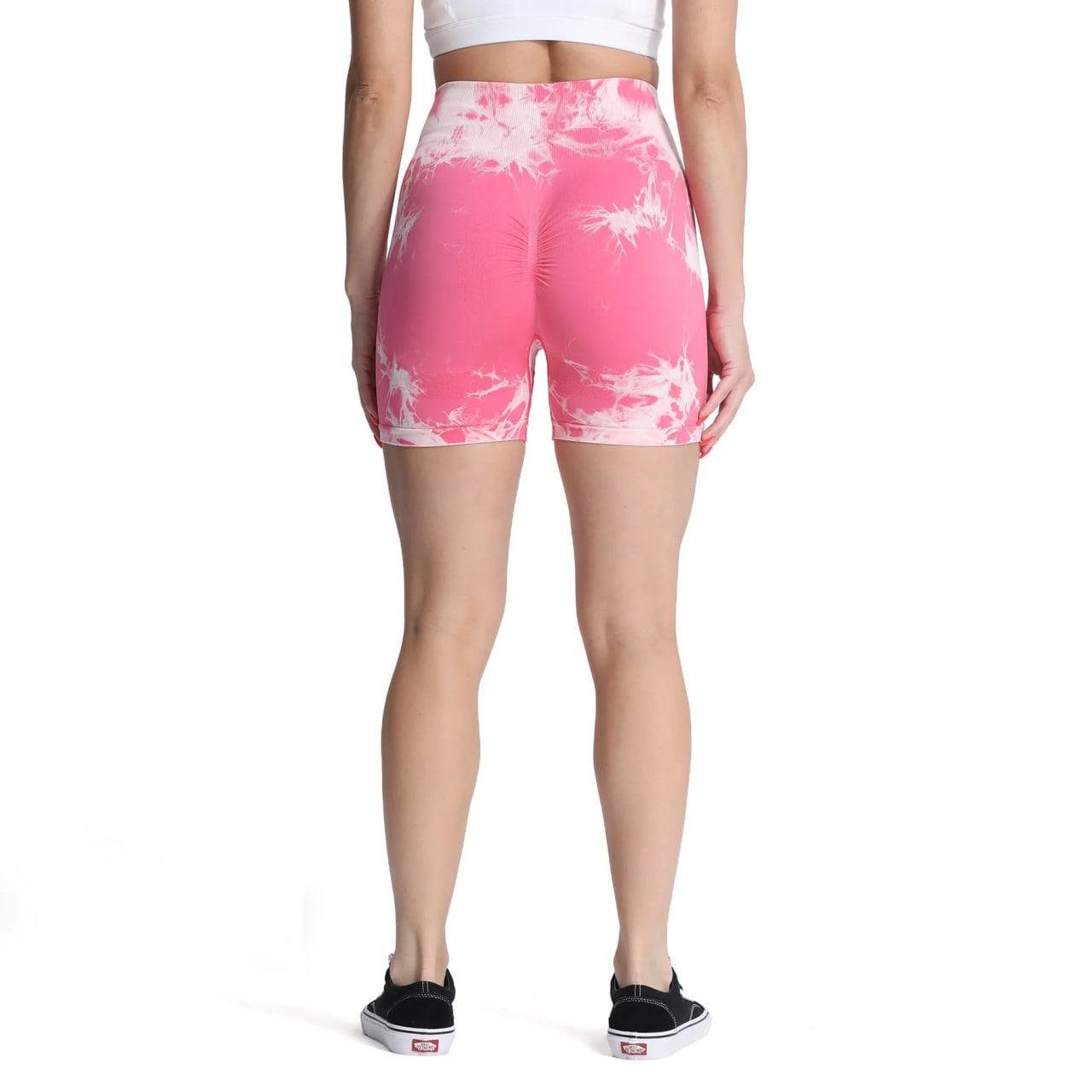 Шорты женские спортивные с эффектом пуш-ап с мраморным принтом M Розово-белый (LR011000M) - фото 4