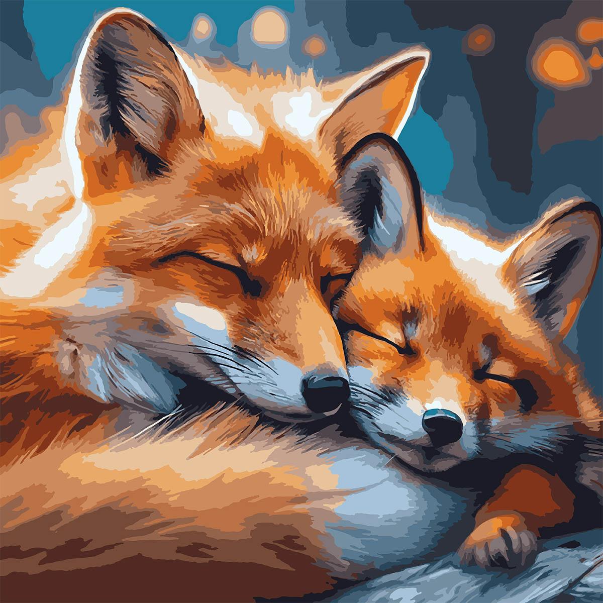 Картина по номерам Santi Лиса с лисенком 40x40 см (Top-954849)