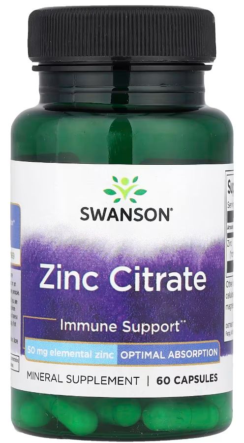 Цинк Цитрат Swanson Zinc Citrate 50 мг 60 капсул