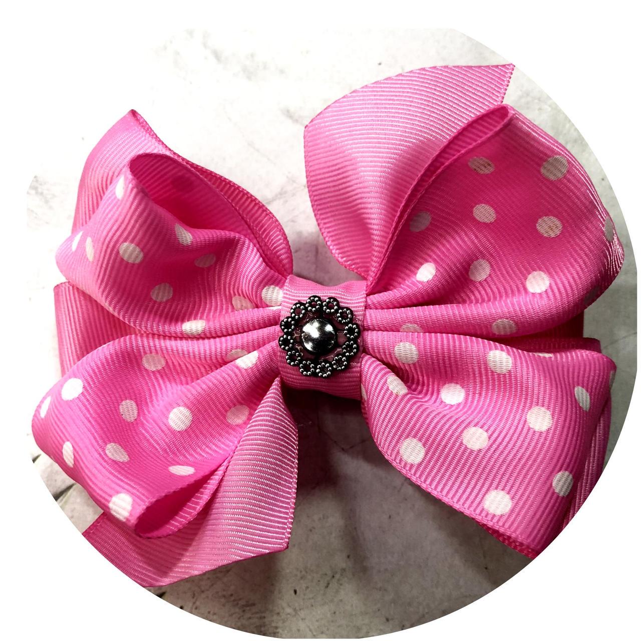 Бантик для волос детский на резинке 11 см Розовый (10354)