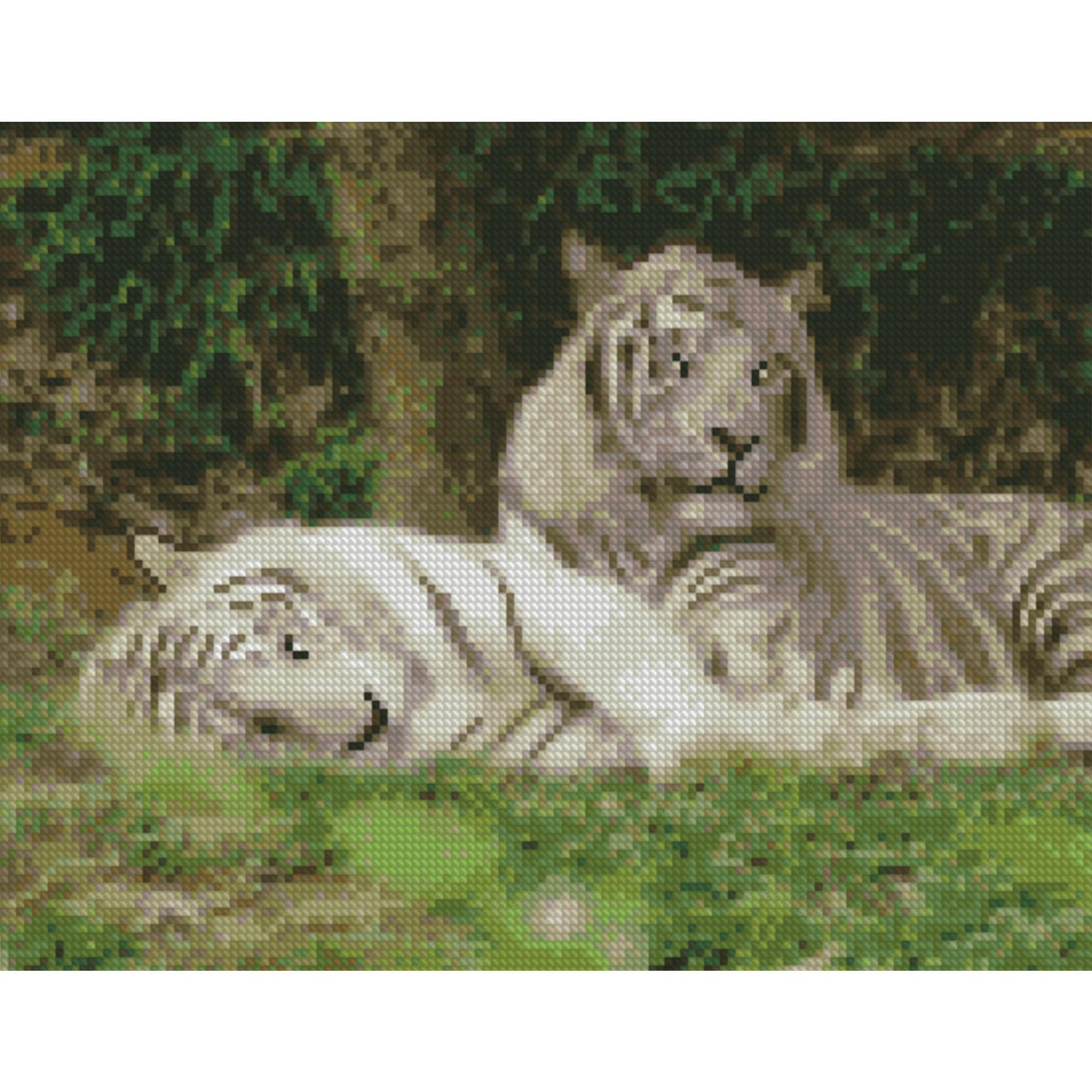 Алмазная мозаика Strateg Животные Отдых белых тигров 30х40 см на подрамнике (HX227-mt)