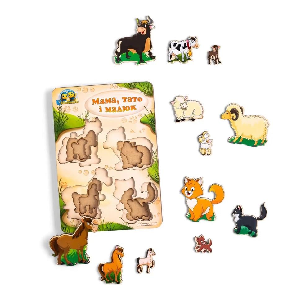 Пазлы деревянные Ubumblebees Домашние животные семья более-менее 16х23 см (IP-177-P-111)