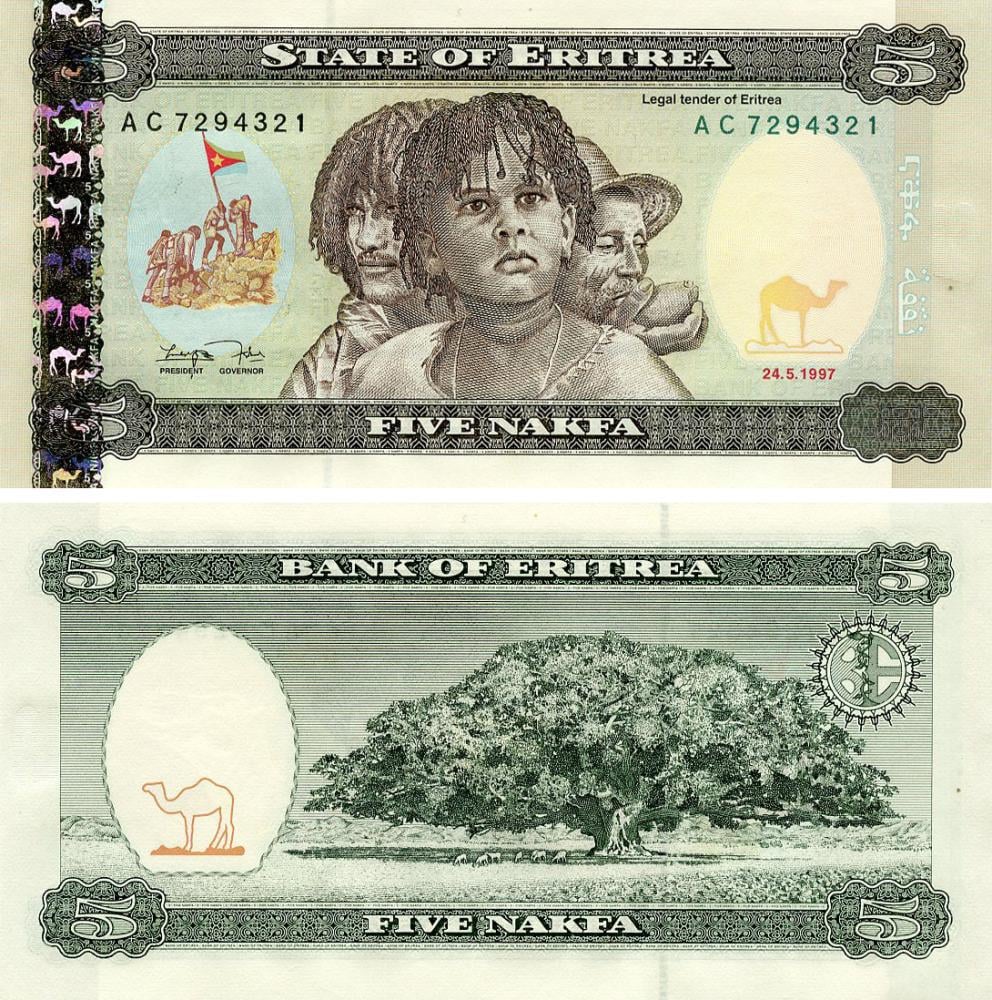 Коллекционная банкнота Эритрея 5 накфа 1997 UNC (P2) Коллекционная банкнота Эритрея 5 накфа 1997 UNC (P2)