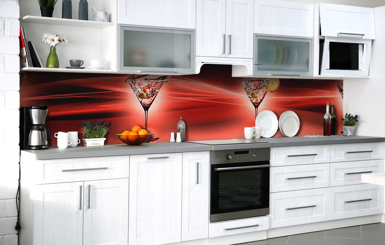 Кухонный фартук Маргарита и Шелк виниловый самоклеющийся 60х300 см Красный