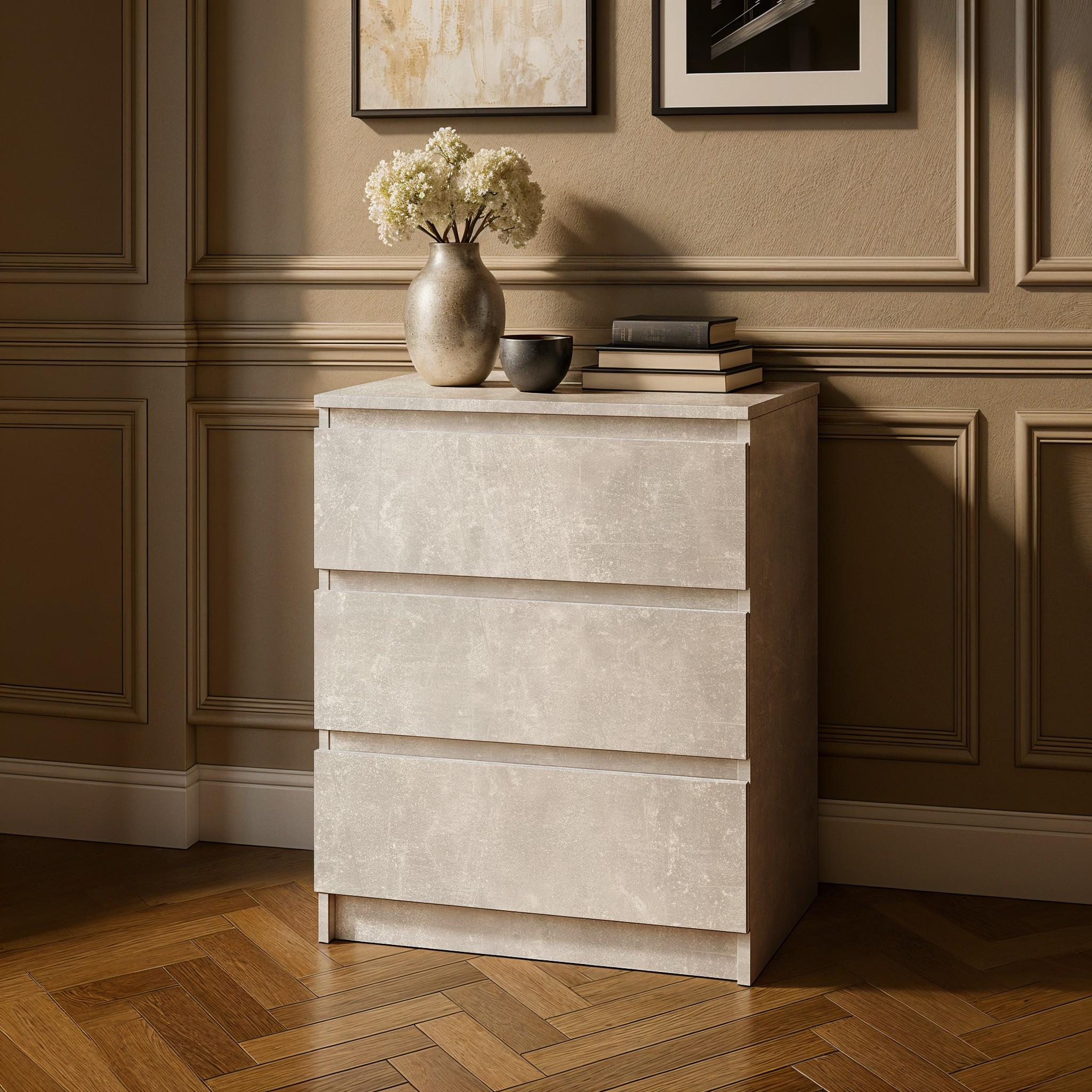 Комод на 3 шухляди без ручок NT-217 603x402x758 мм Бетон