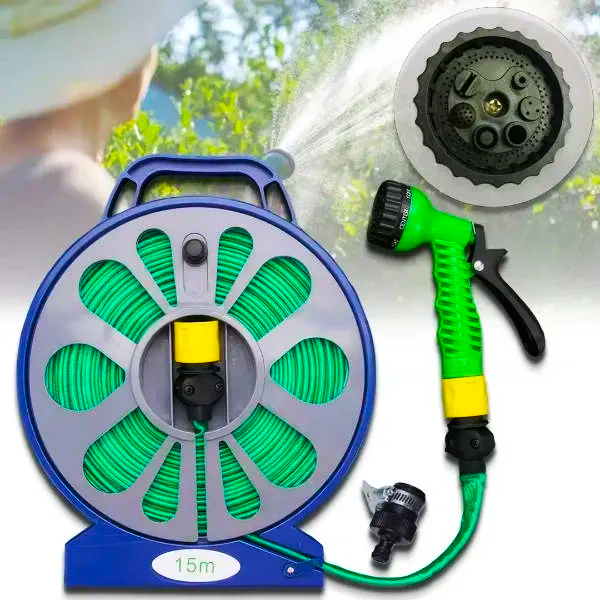 Шланг поливной с катушкой и распылителем 15 м Зеленый (27122877) - фото 3 Шланг поливной с катушкой и распылителем 15 м Зеленый (27122877) - фото 3