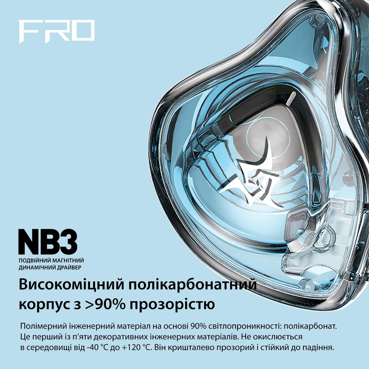 Навушники з мікрофоном FRO NB3 провідні вакуумні Blue - фото 4