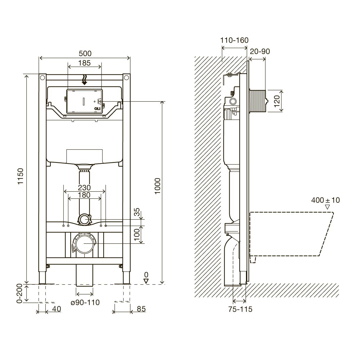 Комплект инсталляции Imprese M1310000U+i8120 с унитазом кнопка Хром (72236) - фото 2