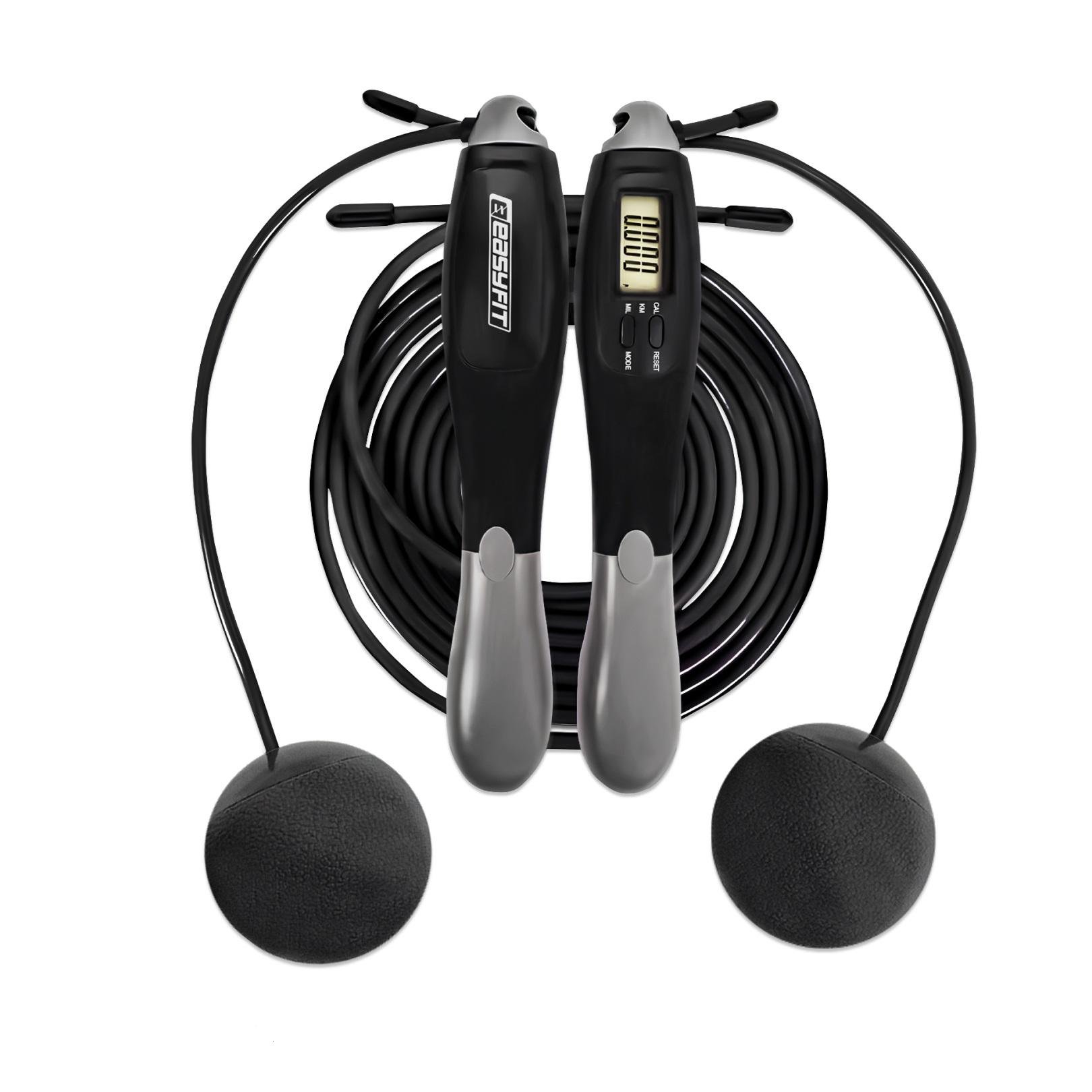 Скакалка для похудения EasyFit TwinRope 2,8 м Черно-серый (EF-1909-GY) Скакалка для похудения EasyFit TwinRope 2,8 м Черно-серый (EF-1909-GY)