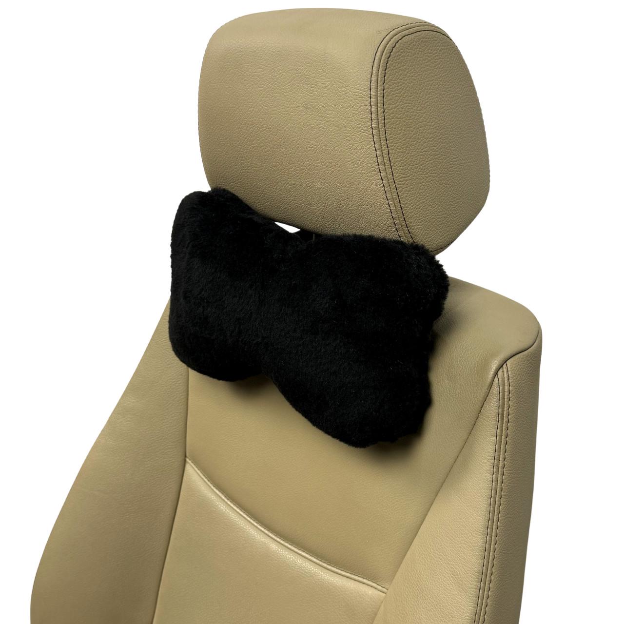 Подушка автомобільна Runa на підголівник з еко-хутра Чорний (500-1-P)